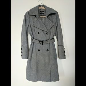 Express Grey Wool Trench Coat S